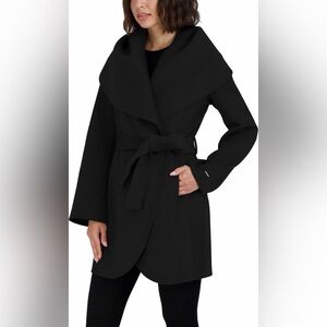 T Tahari Black Belted Coat